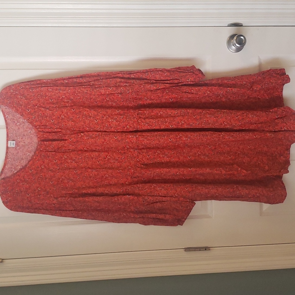 Red floral baggy dress
